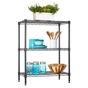Adjustable Wire Shelving Storage Shelves Heavy Duty Shelving Unit for Small Places Kitchen Garage (Black, 23Lx13.2Wx30.2H)