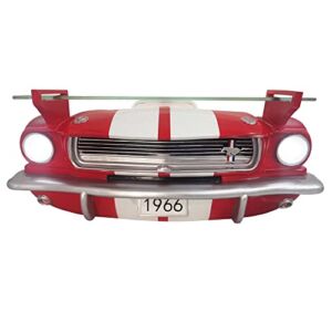 SUNBELTGIFTS 1966 Carroll Shelby GT350, Red with White Stripes Floating Shelf, Working LED Headlights 3 AA Batteries,19.7 x 5.9 x 7.9 inches, 6 pounds, Tempered Glass Shelf, Recessed Brackets.