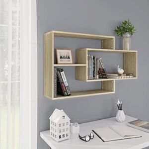 Wall Mounted Floating Shelves Wall Decor Storage Shelves Invisible Ledge Hanging Shelves Picture Frame Ledge Shelves Wall Shelves Sonoma Oak 40.9″x7.9″x23″ Chipboard