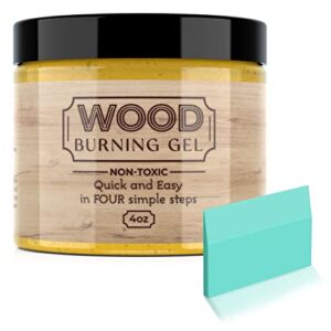 Wood Burning Gel and Mini Squeegee – 4 OZ Wood Burning Paste for Crafting, Drawing and DIY Arts and Crafts – Non-Toxic Gel Made in USA – Mini Squeegee Included – Creates Beautiful Art in Minutes