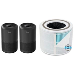 LEVOIT Air Purifier for Home Allergies and Pets Hair Smokers in Bedroom H13 True HEPA Filter, 2 pack, Black & Air Purifier Smoke Remover Replacement Filter, 4-in-1 True HEPA, 1 Pack, Blue
