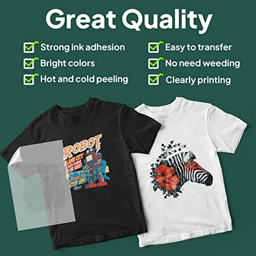 TJ-OCEAN Premium DTF Transfer Film- A4 (8.3″ x 11.7″) 15 Pcs of Glossy Transparent PreTreat Sheets PET Iron-on Transfer Film and 1 Pcs Sticker for DIY Printing Directly on T-Shirt Textiles | The Storepaperoomates Retail Market - Fast Affordable Shopping