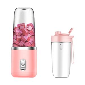 Portable Blender, USB Rechargeable Mini Personal Blender for Shakes and Smoothies, Electric Fruit Veggie Juicer with 2pcs Travel Sports Bottles,Pink