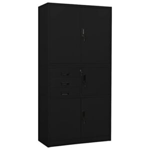 (Fast Delivery) Storage Cabinet,Freestanding Floor Cabinet,Multipurpose Cabinet,Storage Furniture,for Living Room Office Cabinet Black 35.4″x15.7″x70.9″ Steel
