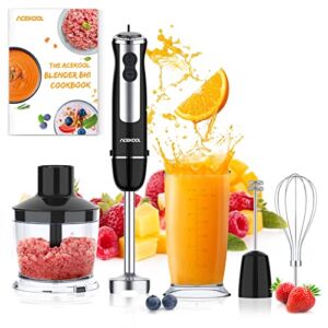 SainSpeed Hand Blender, 5-in-1 Immersion Multi-Purpose Hand Blender Electric Set with 500ml Food Grinder, 600ml Container Easily for Milk Frother,Egg Beater,Puree Infant Food, Smoothies and Soups
