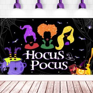 Large 71″ X 43″ Hocus Pocus Backdrop, Hocus Pocus Party Decorations, Witch Sisters Backdrop for Hocus Pocus Decorations Party, Hocus Pocus Birthday Decorations for Kids
