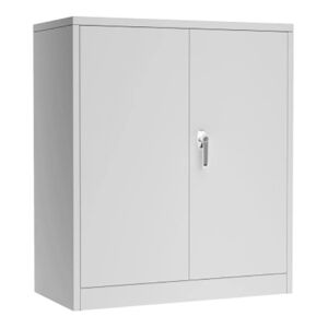 GangMei 36″ Steel Metal Storage Cabinet with 2 Adjustable Shelves in White