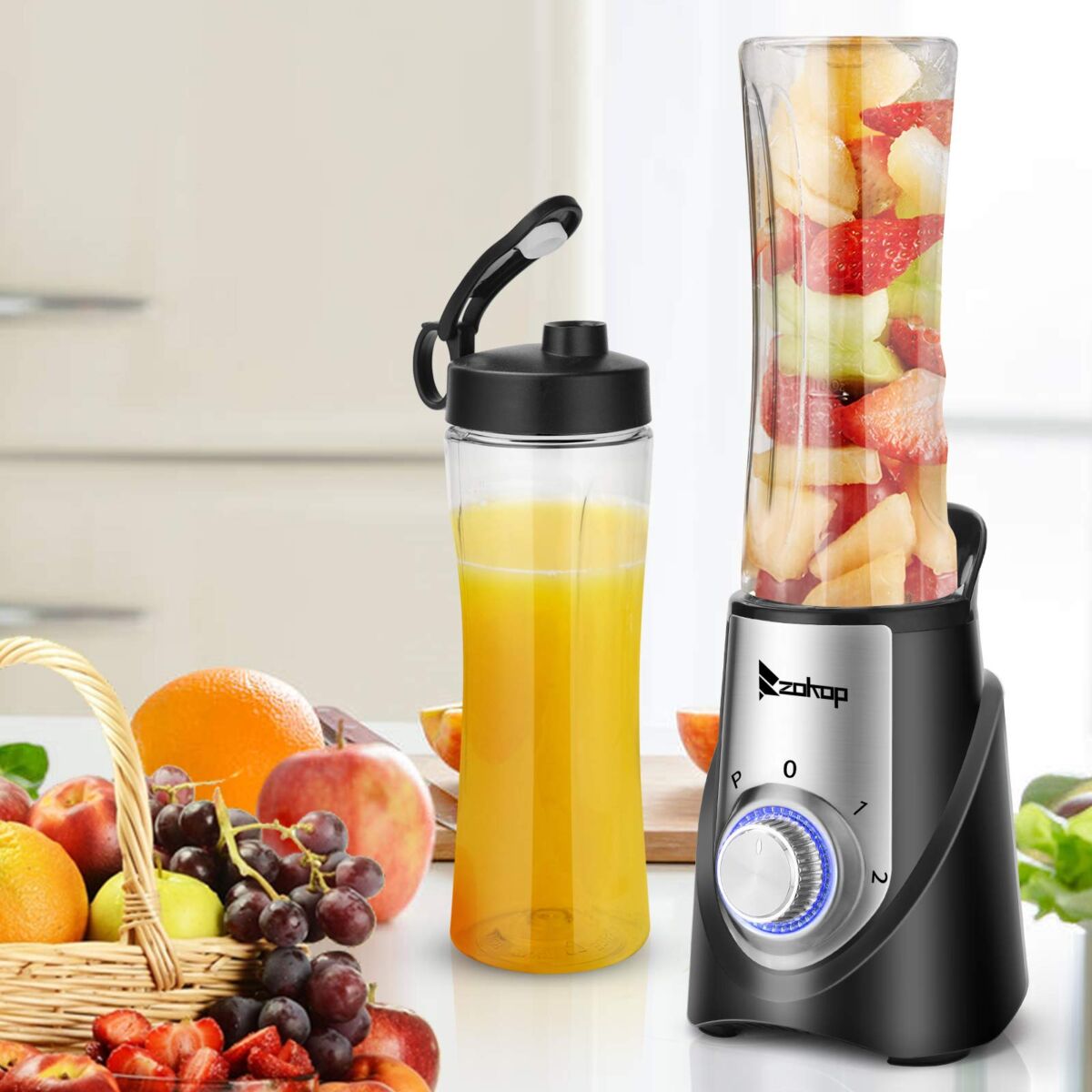 ZOKOP 120V 350W 600ml Plastic 2 * 600ml Three-Speed Mechanical Personal Size Blenders/Mini Blenders Black | The Storepaperoomates Retail Market - Fast Affordable Shopping