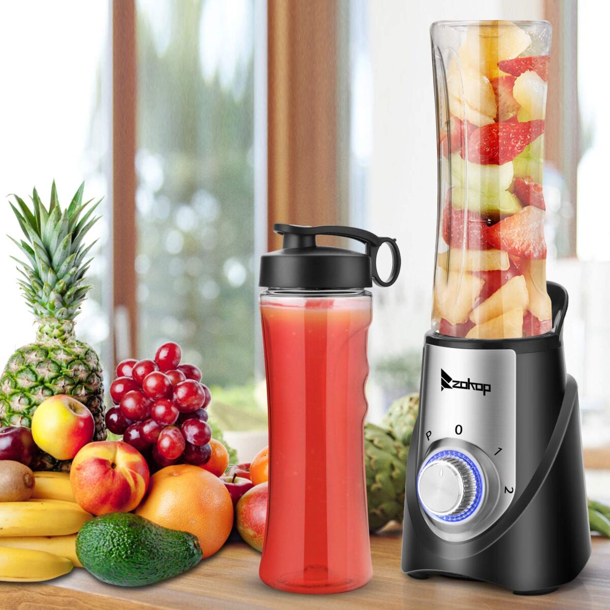 ZOKOP 120V 350W 600ml Plastic 2 * 600ml Three-Speed Mechanical Personal Size Blenders/Mini Blenders Black | The Storepaperoomates Retail Market - Fast Affordable Shopping