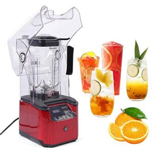 2.2L Electric Commercial Blender with Soundproof Cover Fruit Juicer Smoothie Maker 2 in 1 Blades Food Ice Cream Maker Mixer Countertop Smoothie Maker Quiet&Low Noise 2200W(Support Timing)