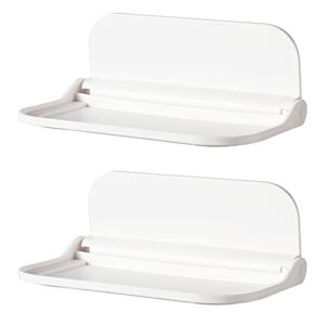 2PCS Plastic Foldable Storage Floating Shelf Stick on Wall Bedside Extra Hanging Storage Rack Wall-Mounted Bathroom Household Items