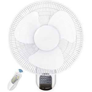 Digital Wall Mount Fan with Remote Control 3 Oscillating Modes, 3 Speed, 72 Inches Power Cord, White