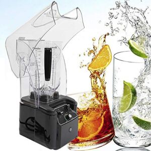 TQSHOoP Professional Smoothie Blender, Commercial Fruit Juicer Smoothie Mixer, 2200W Heavy Duty Ice Crusher Blender with Soundproof Cover, 2.2L (Black)