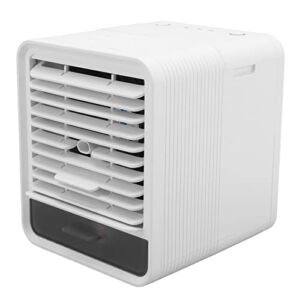 CHICIRIS Portable Air Conditioner Fan, Small Evaporative Air Cooler USB Rechargeable Desktop Cooling Fan Humidifier with 3 Speeds and 7 Color LED Light for Home Office Camping, 6.3 x 5.7 x 6.9in