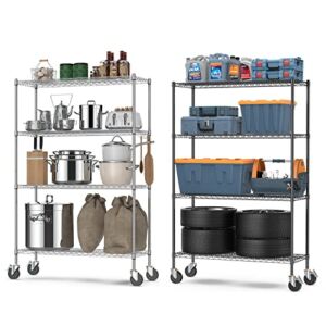 Leteuke Wire Shelving NSF Certified Commercial Shelves, 48”×18”×72” Large Storage Rack Heavy Duty Shelving for Garage, Warehouse, Kitchen (4-Tier)