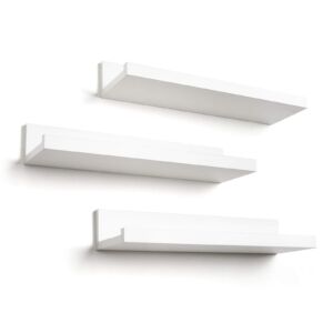 MengK Set of 3 14-inch Floating Wall Shelves by White