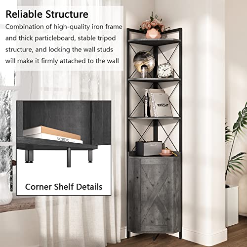 DEIRHOVR Corner Bookshelf, Corner Shelf, 5 Tier, Storage Cabinet with Adjustable Shelves, Metal Frame and Particleboard, for Living Room, Home Office, Kitchen, Small Space, 70.45 Inch, Dark Grey | The Storepaperoomates Retail Market - Fast Affordable Shopping