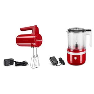 KitchenAid Cordless 7 Speed Hand Mixer – KHMB732 & Cordless 5 Cup Food Chopper – KFCB519, Empire Red