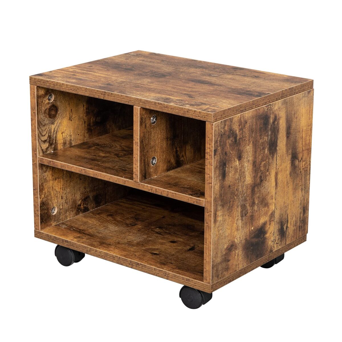 MengK Three Grids with Four Wheels MDF with PVC Wooden Filing Cabinet Antique Wood Color | The Storepaperoomates Retail Market - Fast Affordable Shopping