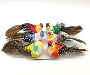 6pcs 4.3″ Artificial Simulation Foam Birds Clip on Sparrow Spotted Feather Bird Ornaments for Craft Christmas Decoration Home Garden Party Accessories
