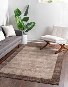 Unique Loom Del Mar Collection Area Rug-Transitional Inspired with Modern Contemporary Design, 8′ 0 x 11′ 4 Rectangular, Light Brown/Beige