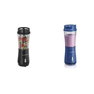 Hamilton Beach Personal Blender for Shakes and Smoothies with 14oz Travel Cup and Lid, Black (51101A & Hamilton Beach Personal Smoothie Blender With 14 Oz Travel Cup And Lid, Blue 51132