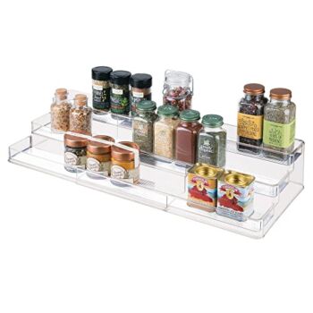 mDesign Plastic Shelf Adjustable & Expandable Spice Rack Organizer with 3 Tiers of Storage for Kitchen, Cabinet, Pantry Organization – Holds Spice Bottles, Seasonings – Ligne Collection – Clear | The Storepaperoomates Retail Market - Fast Affordable Shopping