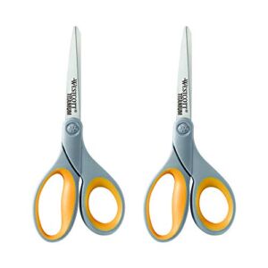 Westcott 8″ Soft Handle Titanium Bonded Scissors For Office & Home, Gray/Yellow, 2-Pack (13901)
