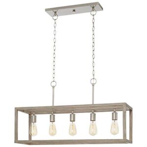 Home Decorators Collection 7965HDCDI Boswell Quarter 5-Light Brushed Nickel Island Chandelier Weathered Wood Accents