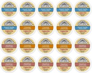 20-count Single Serve Cups for Keurig K-Cup Brewers Grove Square Cappuccino Variety Pack Featuring French Vanilla, Hazelnut, and Caramel Cups