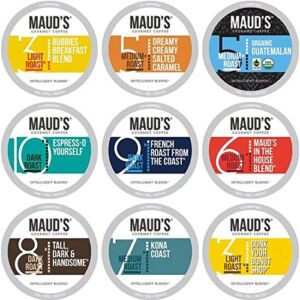 Maud’s 9 Flavor Original Coffee Variety Pack (Original 9 Blends), 80ct. Solar Energy Produced Recyclable Single Serve Coffee Pods Variety Pack – 100% Arabica Coffee California Roasted, KCup Compatible