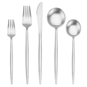 Matte Silverware Set BEGEEL,Satin Finish 20 Piece Stainless Steel Flatware Set,Service for 4,Metal Tableware Cutlery Set,Kitchen Dinnerware Utensils Sets for Home and Party,Dishwasher Safe