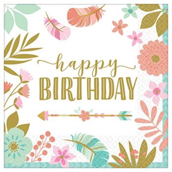 Boho Birthday Girl Party Napkins – 6 1/2″ x 6 1/2″ | Pack of 16 | The Storepaperoomates Retail Market - Fast Affordable Shopping