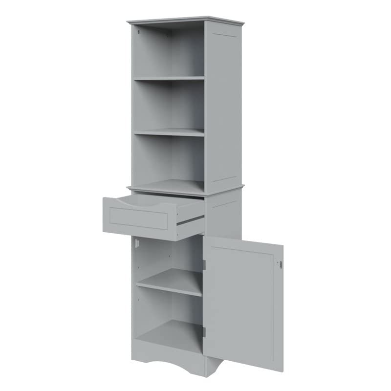 RiverRidge, Gray Ashland Bathroom Freestanding Storage Cabinet with Three Open Shelves and Drawer, Size | The Storepaperoomates Retail Market - Fast Affordable Shopping