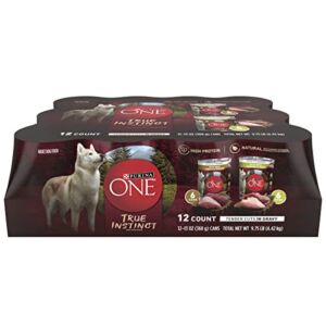 Purina ONE Natural Gravy Wet Dog Food Variety Pack, SmartBlend True Instinct Tender Cuts – (12) 13 oz. Cans