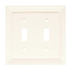 Hampton Bay Wood Architectural 2 Toggle Switch Wall Plate – White