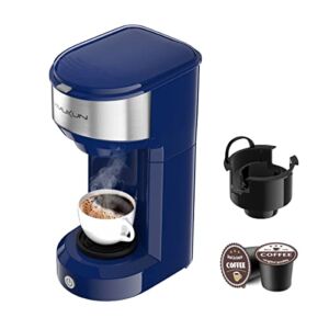 Vimukun Single Serve Coffee Maker Coffee Brewer for K-Cup Single Cup Capsule and Ground Coffee, Single Cup Coffee Makers with 6 to 14oz Reservoir, Mini Size (Blue)