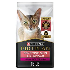 Purina Pro Plan Sensitive Skin and Stomach Cat Food, Lamb and Rice Formula – 16 lb. Bag