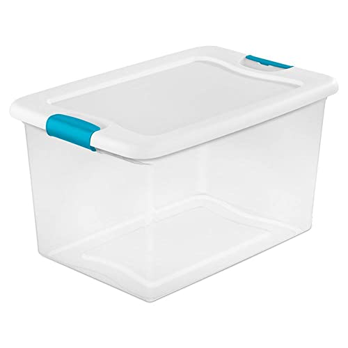 Sterilite 64 Quart Latching Plastic Storage Box, Clear w/Blue Latches (12 Pack) | The Storepaperoomates Retail Market - Fast Affordable Shopping