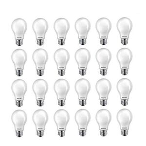 Philips LED A19 Light Bulb, Non-Dimmable, 800 Lumen, Soft White Light (2700K), 10W=60W, E26 Base, Pack of 24