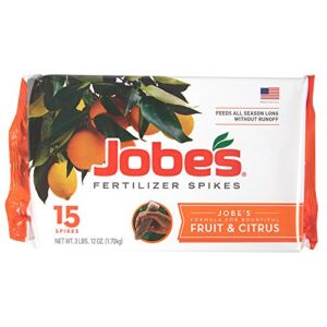 Jobe’s, 01612, Fertilizer Spikes, Fruit and Citrus, Includes 15 Spikes, 14 Ounces, Brown