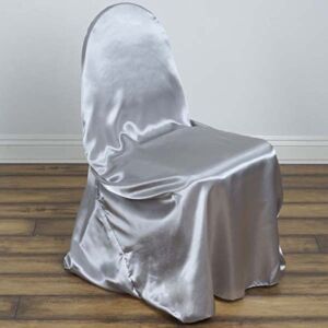 TABLECLOTHSFACTORY Silver Universal Satin Chair Covers