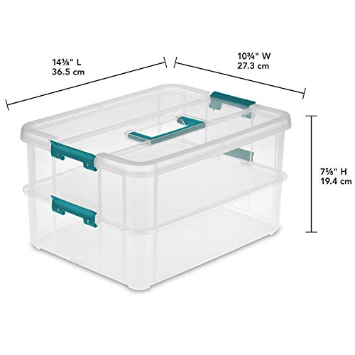 Sterilite 1427CLR Stack & Carry – 2 Layer Box, Clear Lid & Blue Handle, See-through layers | The Storepaperoomates Retail Market - Fast Affordable Shopping