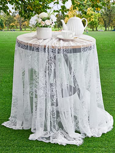 60×120 Inches White Lace Tablecloth Rectangle Vintage Embroidered Lace Table Cover for Wedding Party Home Outdoor Fall Table Decorations | The Storepaperoomates Retail Market - Fast Affordable Shopping