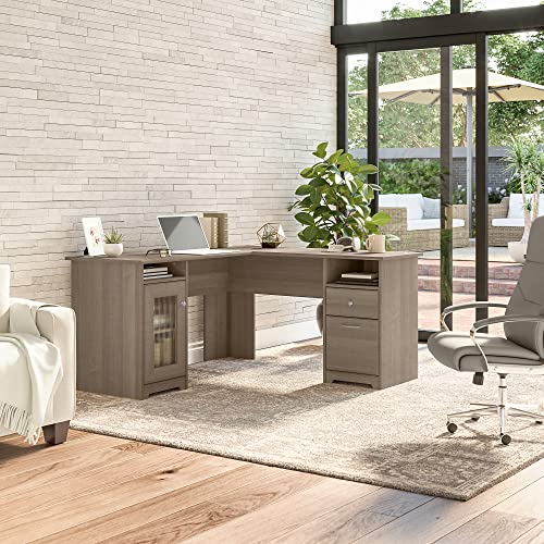 Bush Furniture Cabot 60W L Shaped Computer Desk in Ash Gray | The Storepaperoomates Retail Market - Fast Affordable Shopping