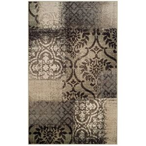 Superior Bristol Collection Area Rug, 8mm Pile Height with Jute Backing, Chic Geometric Damask Patchwork Design, Fashionable and Affordable Woven Rugs – 5′ x 8′ Rug, Beige & Brown