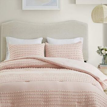 Comfort Spaces 100% Comforter Set Cotton Jacquard Pom Tufts Design Hypoallergenic Down Alternative, All Season Modern Bedding, Matching Shams, Twin/Twin XL, Phillips, Blush | The Storepaperoomates Retail Market - Fast Affordable Shopping