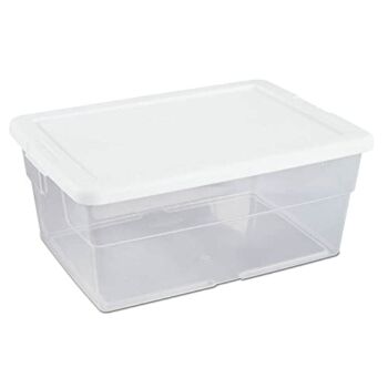 Sterilite 16 Qt Stackable Clear Plastic Storage Bin Tote Container Organizer with Handles & Indented White Lid for Organization and Storage (24 Pack) | The Storepaperoomates Retail Market - Fast Affordable Shopping