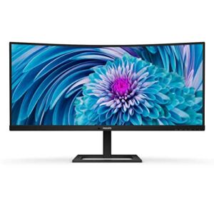 Philips 346E2CUAE 34″ Curved Frameless, UltraWide QHD 3440×1440,100Hz, 121% sRGB, 1ms MPRT, USB-C Charging, MultiView PIP/PBP, Height Adjustable, 4Yr Advance Replacement, Black