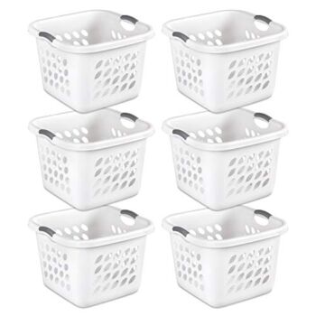 Sterilite 12178006 1.5 Bushel/53 Liter Ultra Square Laundry Basket, White Basket w/ Titanium Inserts, Pack of 6 | The Storepaperoomates Retail Market - Fast Affordable Shopping